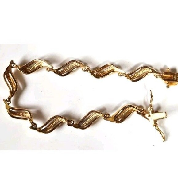 Diamond Accent Tennis Fancy Link Bracelet Tri Tone 18k  Silver  Plated PAJBB QVC - Picture 5 of 11